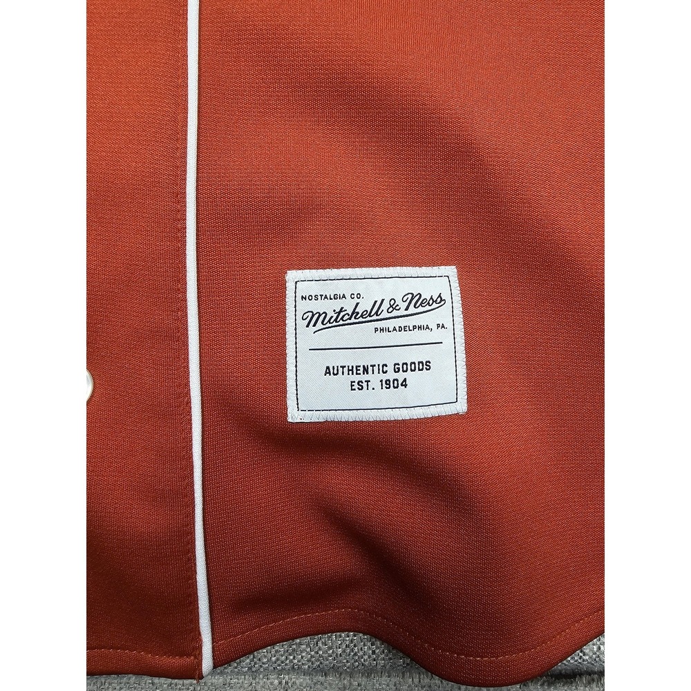 Mitchell & Ness Baseball Jersey Mens XL Red Gameday Button Front Raglan Piped - Picture 6 of 12